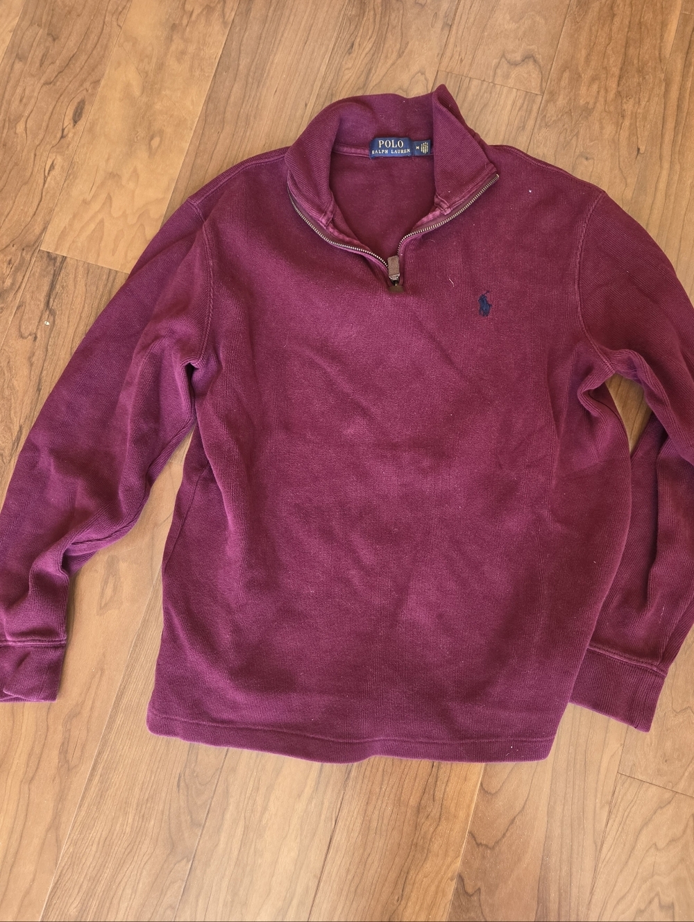 Polo by Ralph Lauren Men's Maroon Quarter-Zip Pullover Sz M